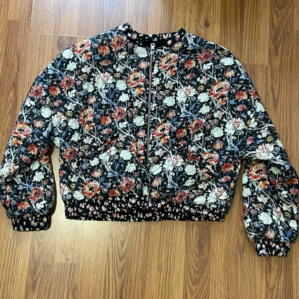 Zara trf Floral Quilted Bomber Jacket